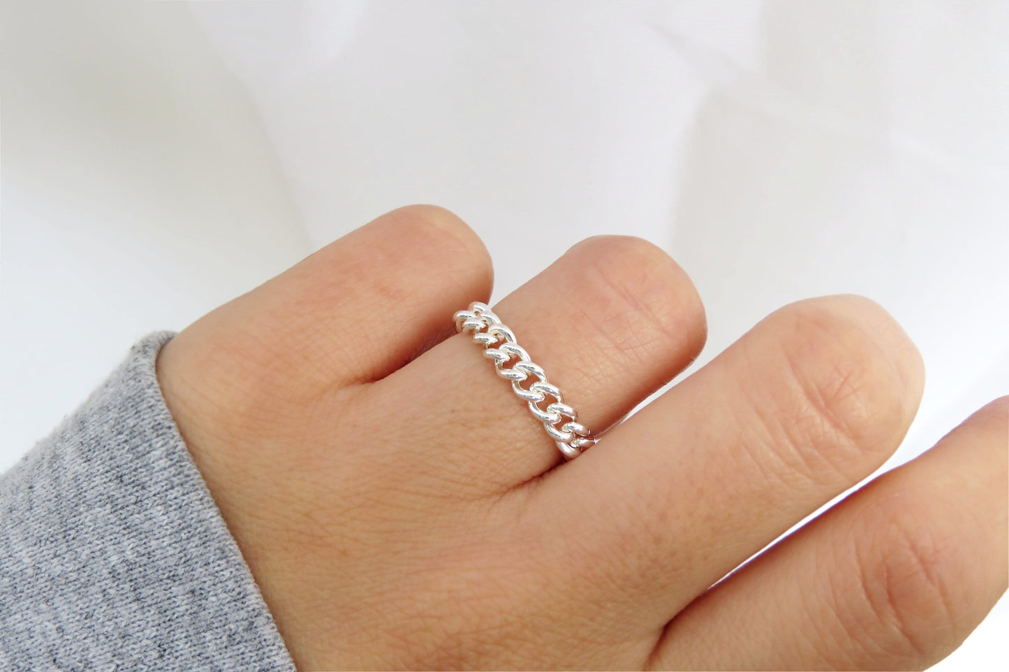 Silver Curb Chain Ring