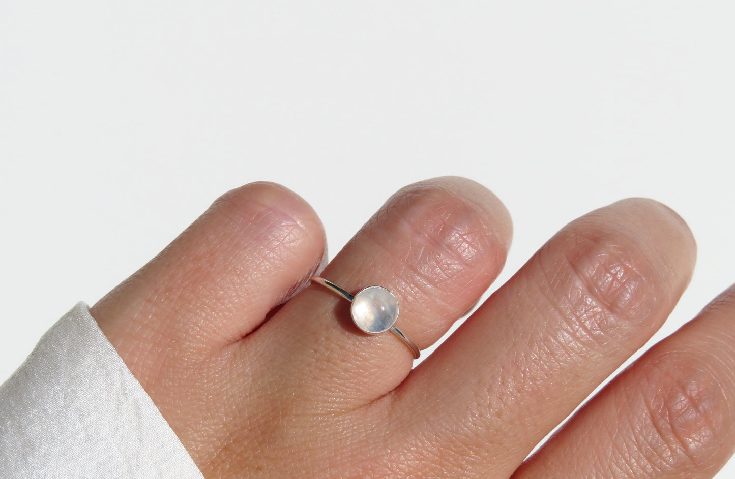 Natural Rainbow Moonstone Ring