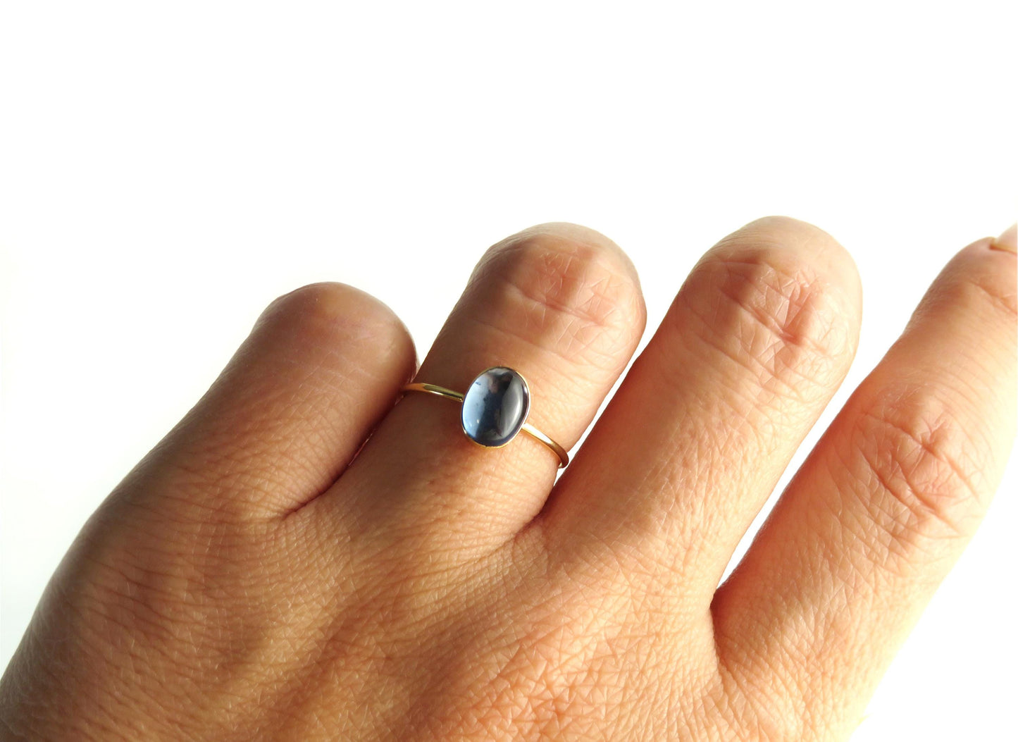 Blue Zircon December Birthstone Ring