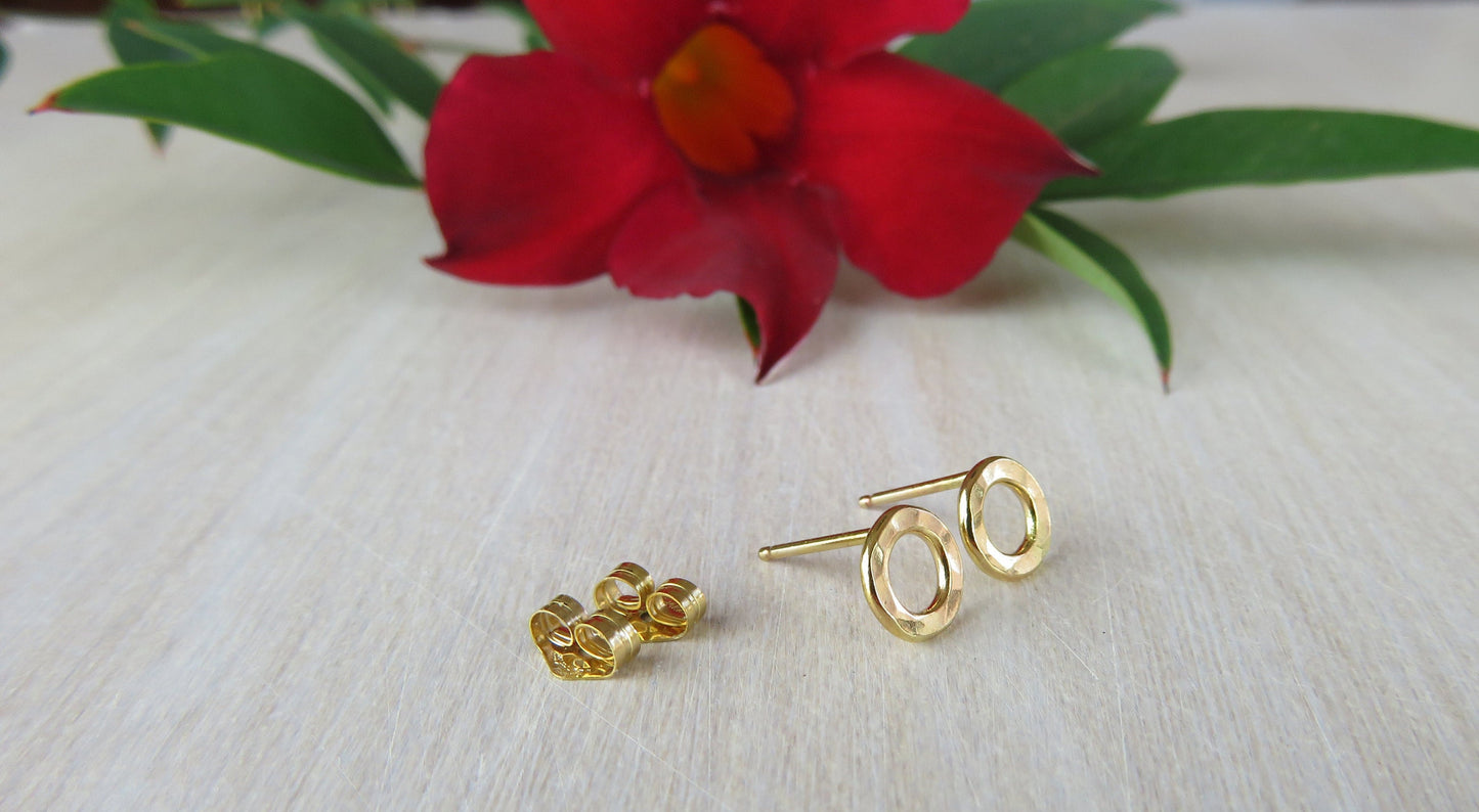14k Gold Filled Hammered Open Circle Earrings