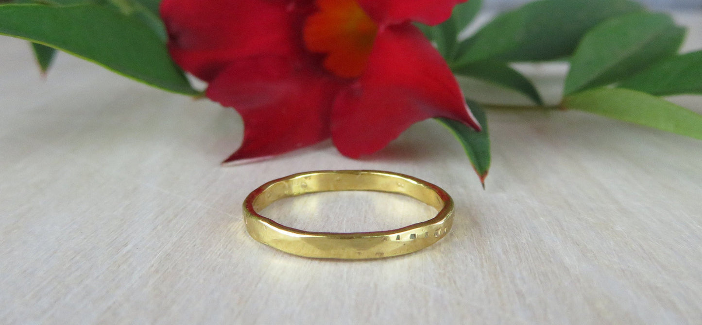 14k Gold Filled 2mm Hammered Stamp Ring