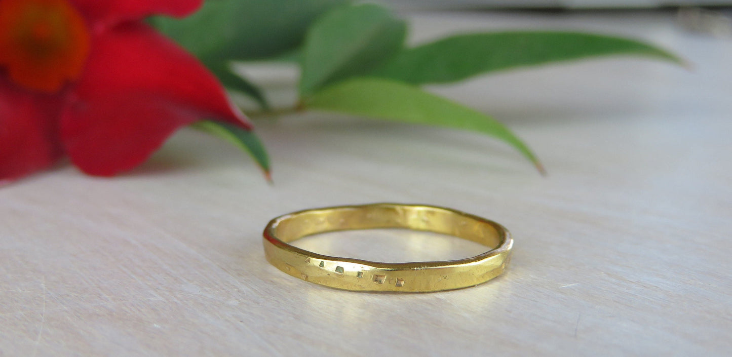 14k Gold Filled 2mm Hammered Stamp Ring