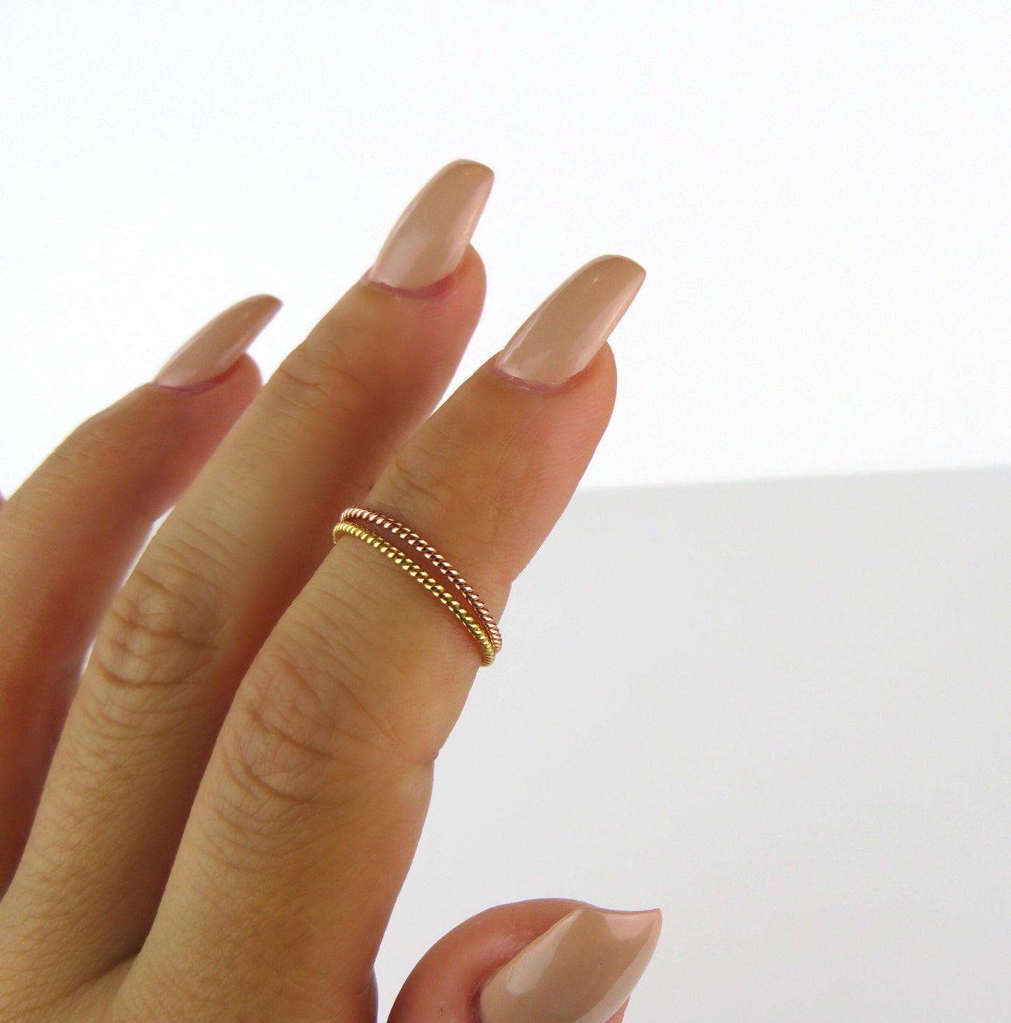 14k Gold Filled 1.1mm Twisted Dainty Ring
