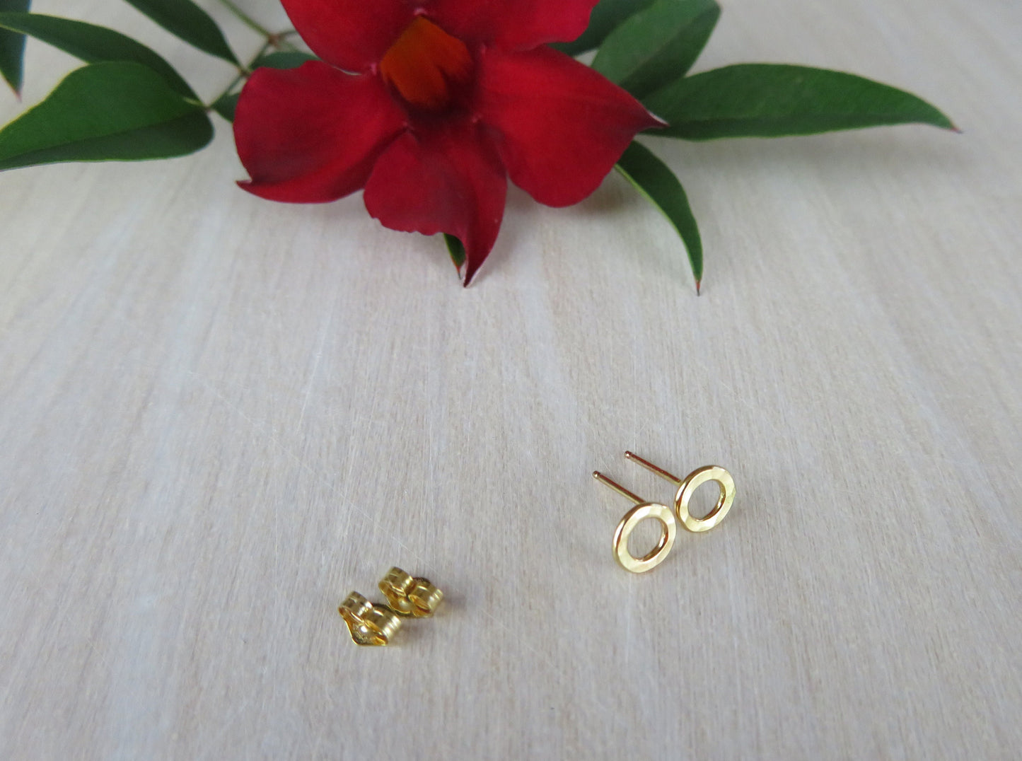 14k Gold Filled Hammered Open Circle Earrings