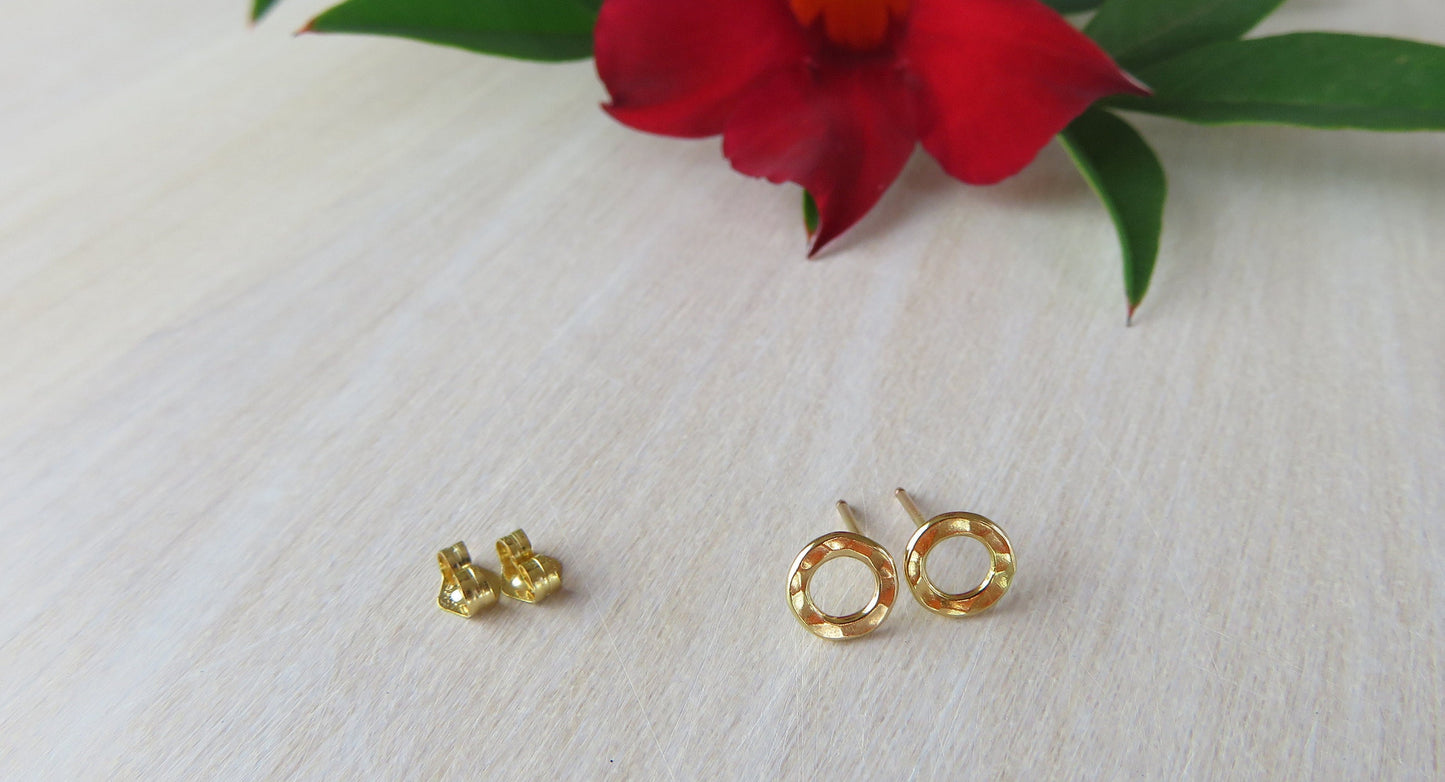 14k Gold Filled Hammered Open Circle Earrings