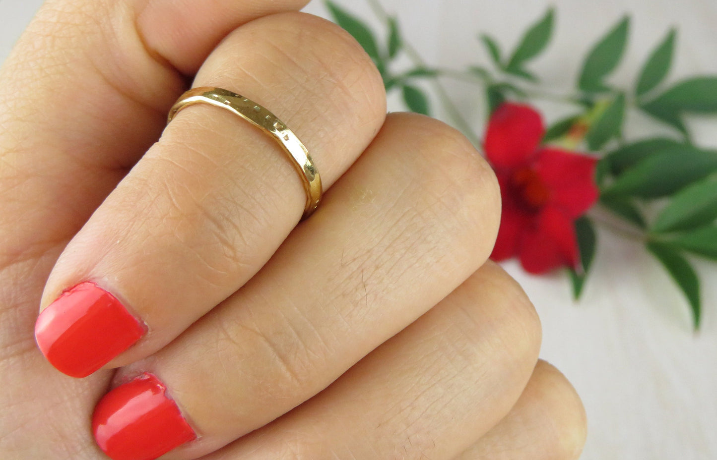 14k Gold Filled 2mm Hammered Stamp Ring
