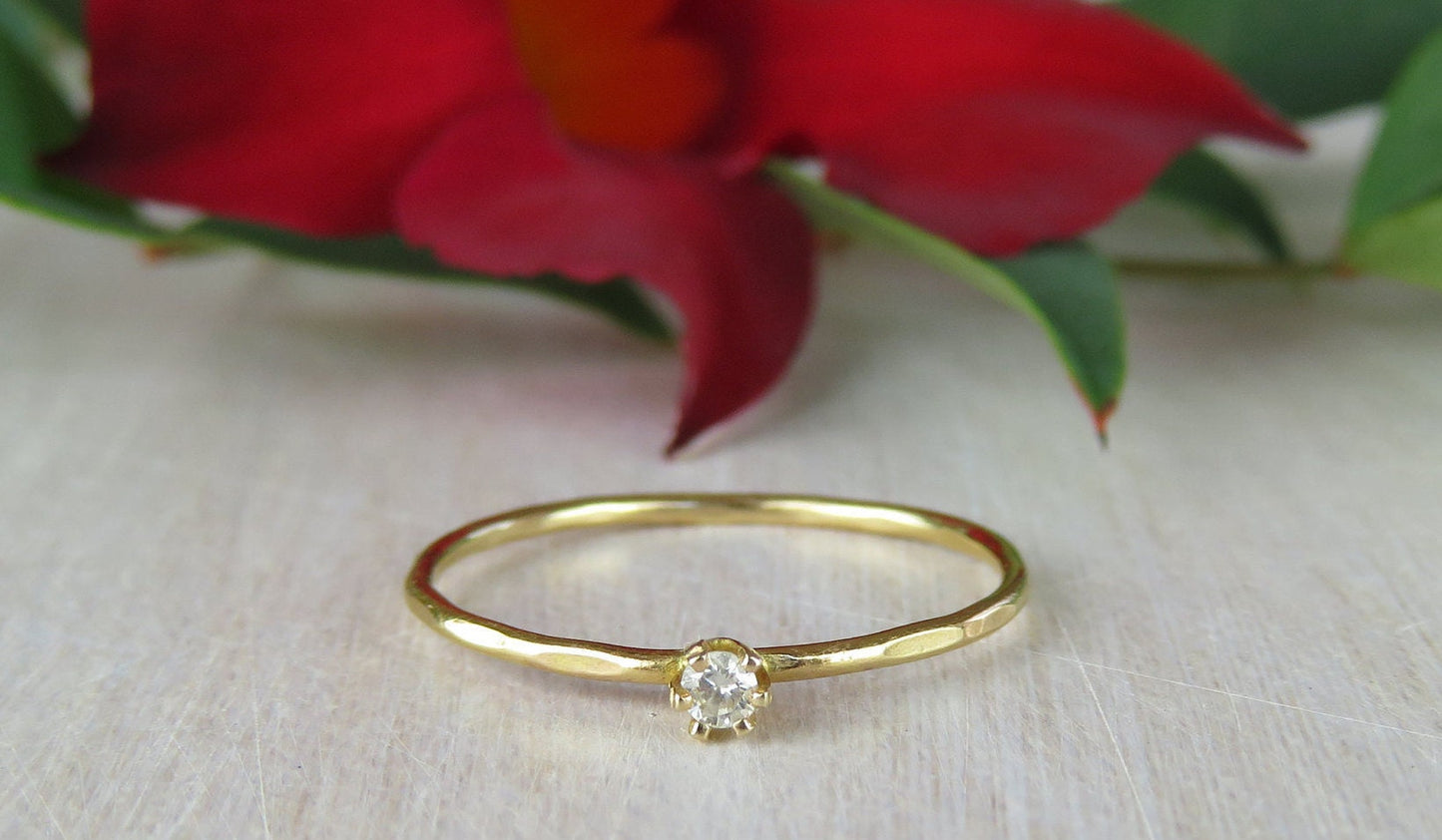 14k Gold Filled 1mm Diamond Ring