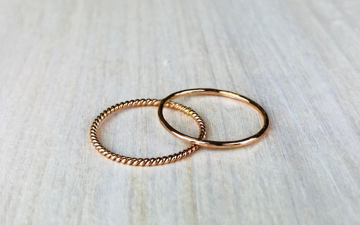14k Rose Gold Filled Set 1.1mm Twisted Stackable Ring