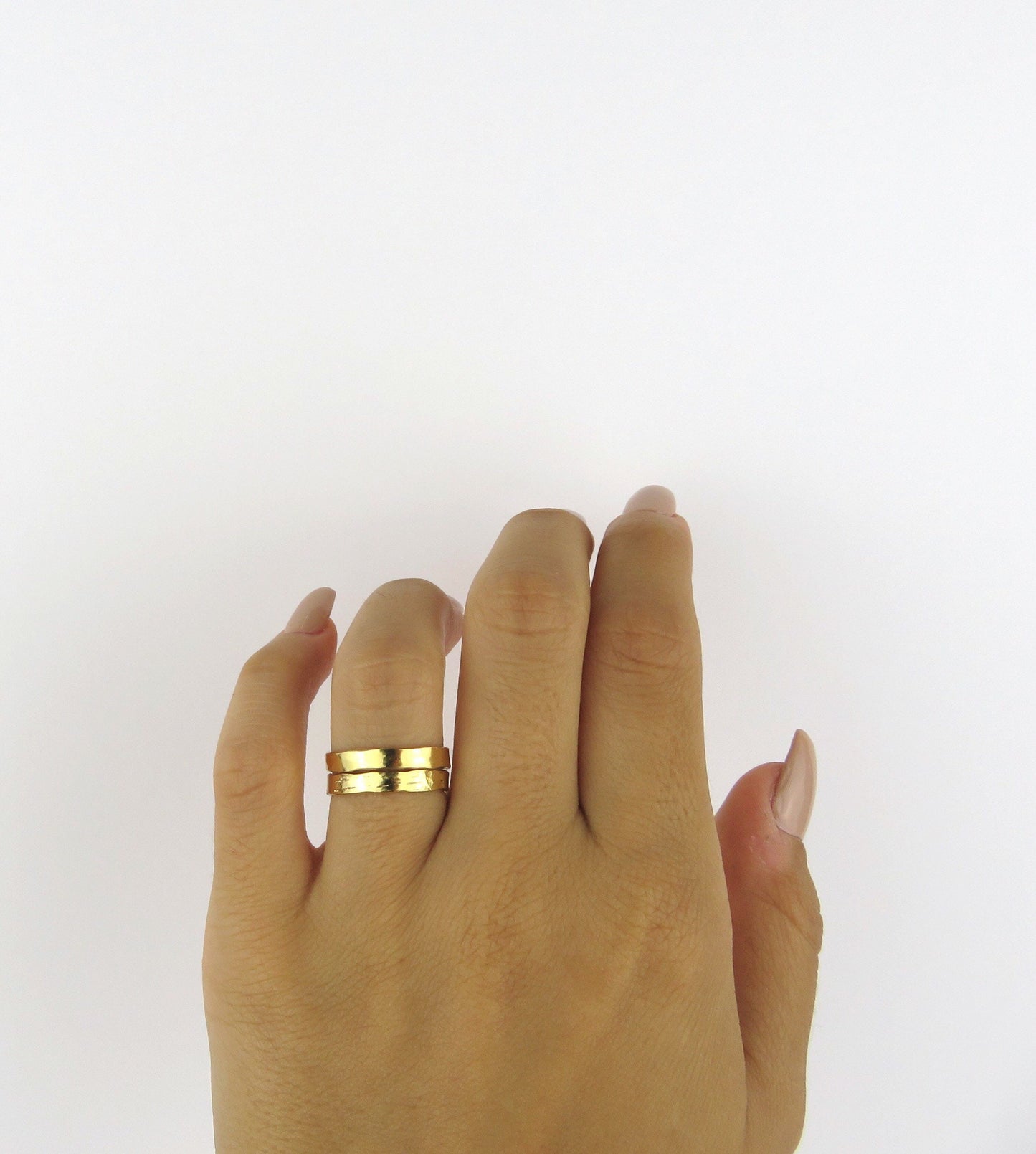 14k Gold Filled 3mm Hammered Stack Ring