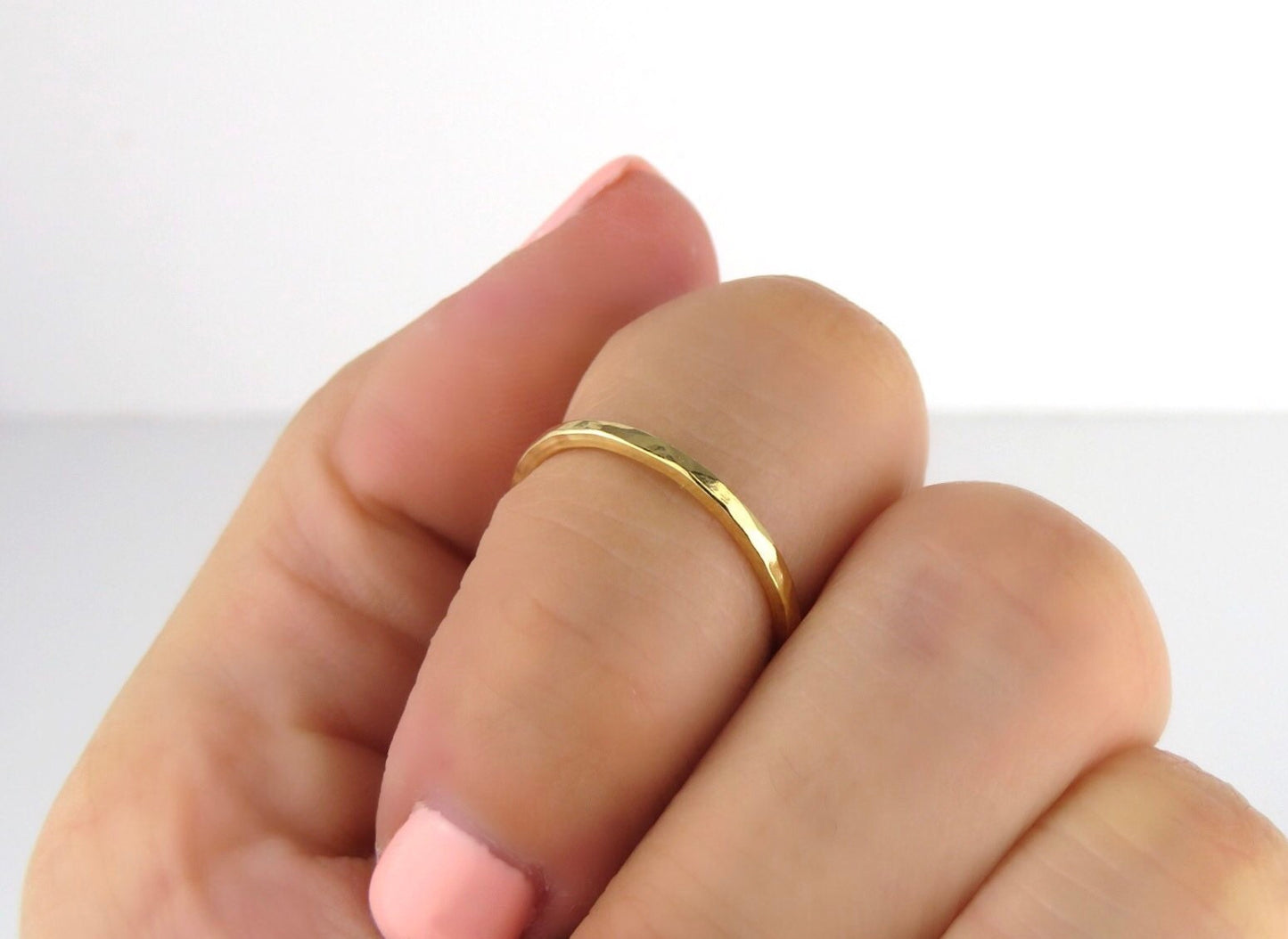 14K Gold Filled 1.3mm Hammered Stacking Ring