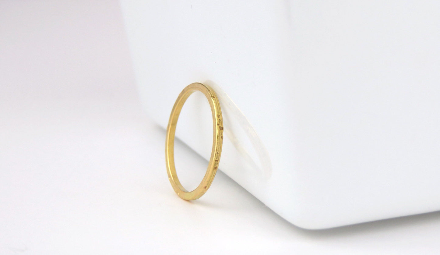 14k Gold Filed 1.2mm Flat Hammered Stacking Ring