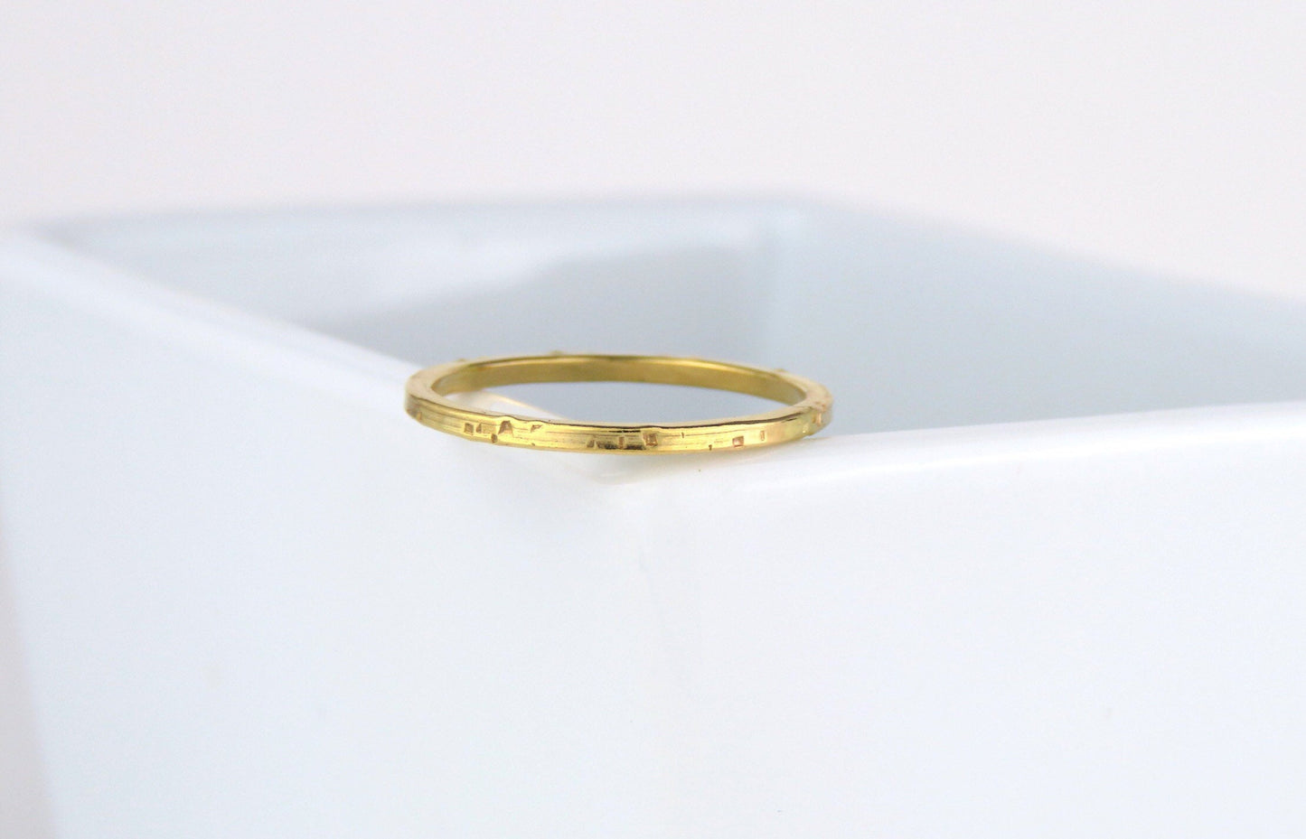 14k Gold Filed 1.2mm Flat Hammered Stacking Ring