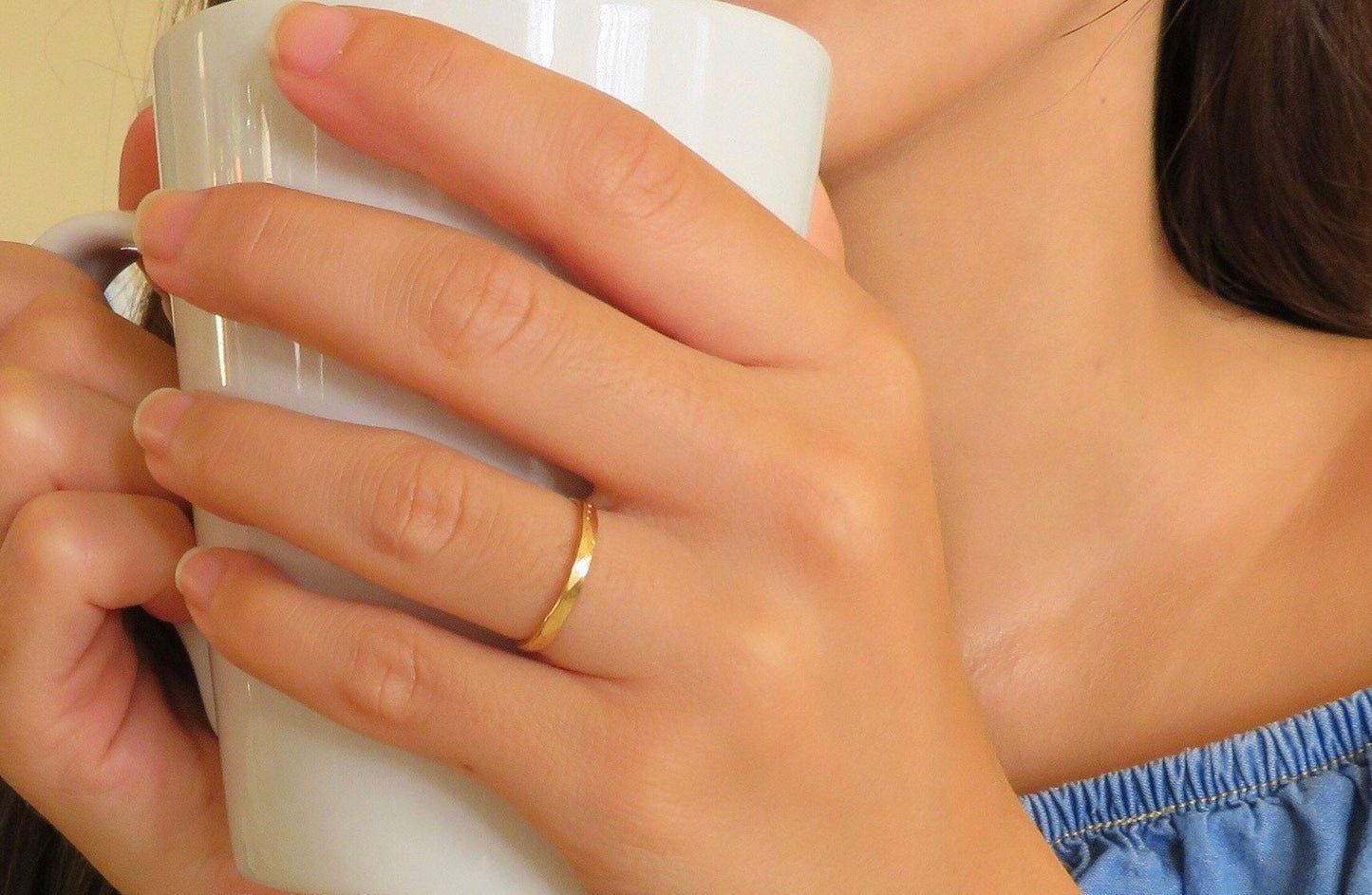 14k Gold Filled 2mm Hammered Stamp Ring