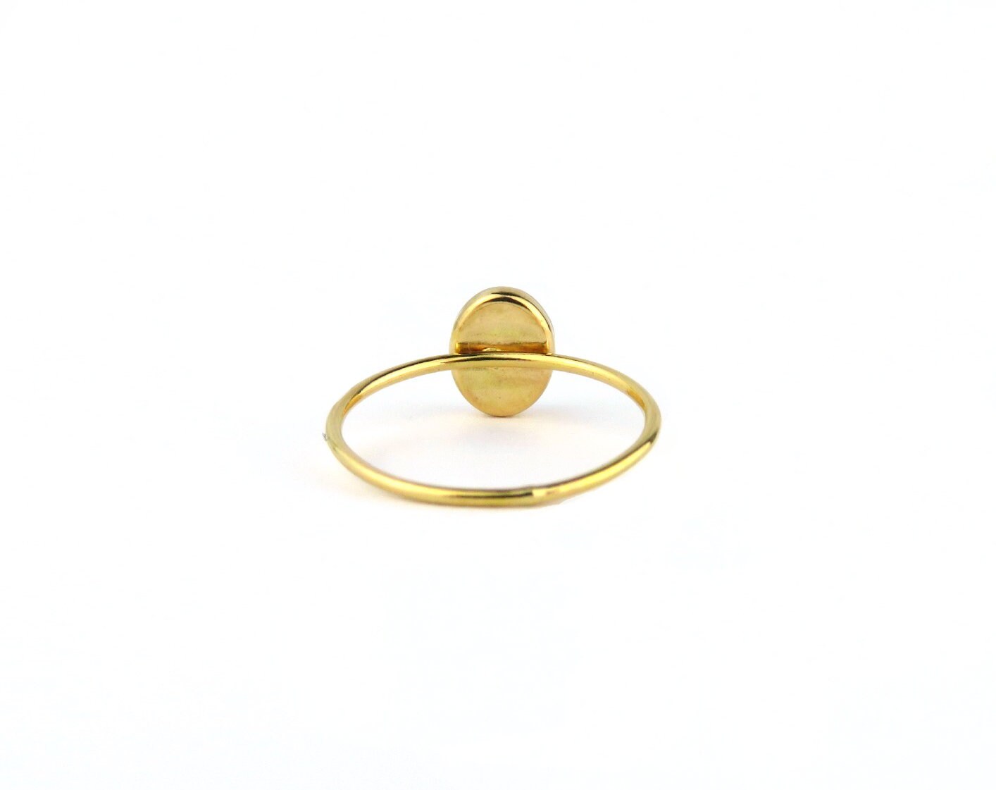 14k Gold Filled 6x8mm Fire White Opal Ring