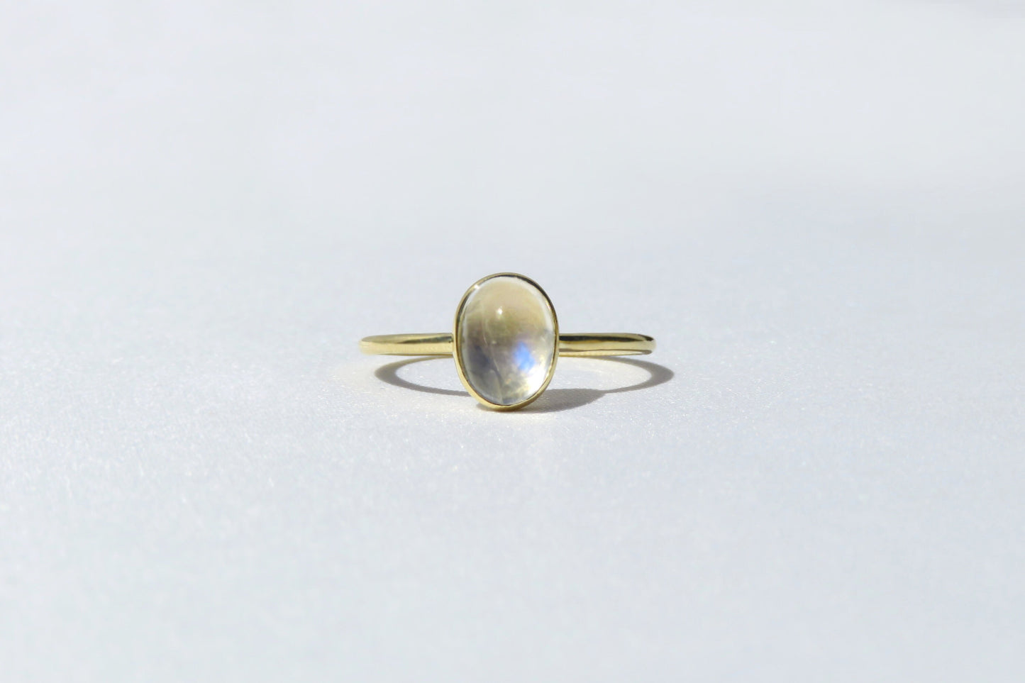 14k Gold 6x8mm Oval Moonstone Ring