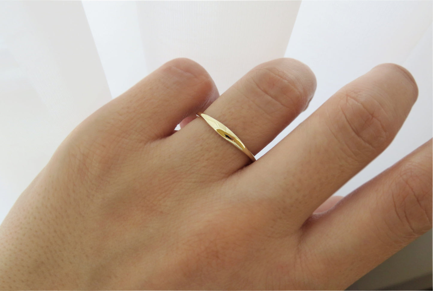 14k Gold 1.4mm Hammered Signet Ring