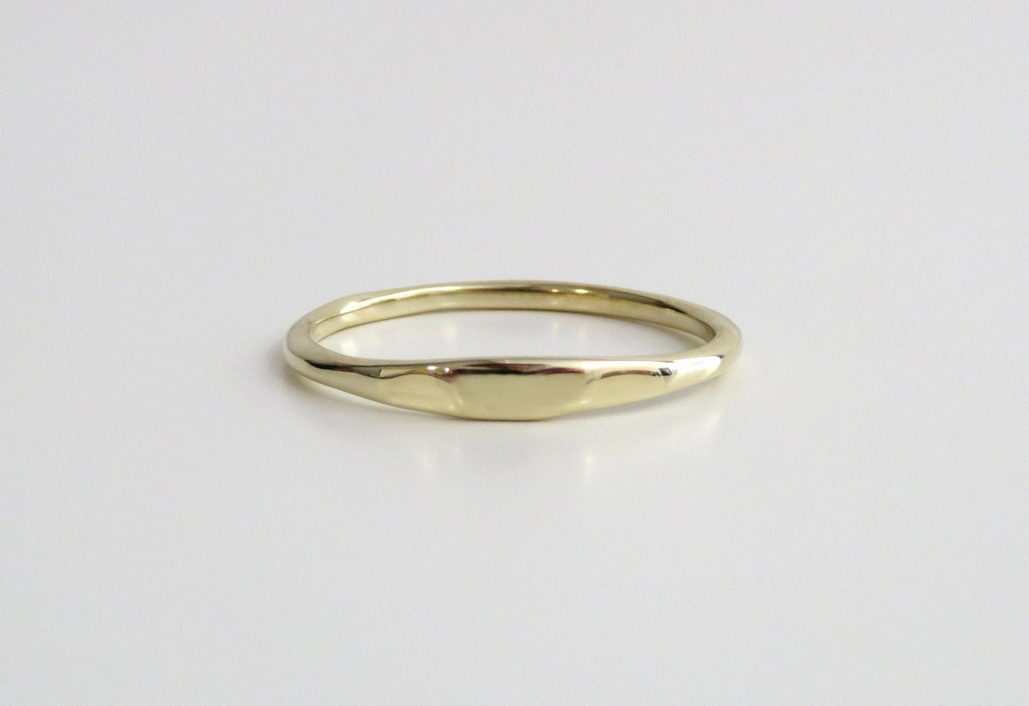 14k Gold 1.4mm Hammered Signet Ring