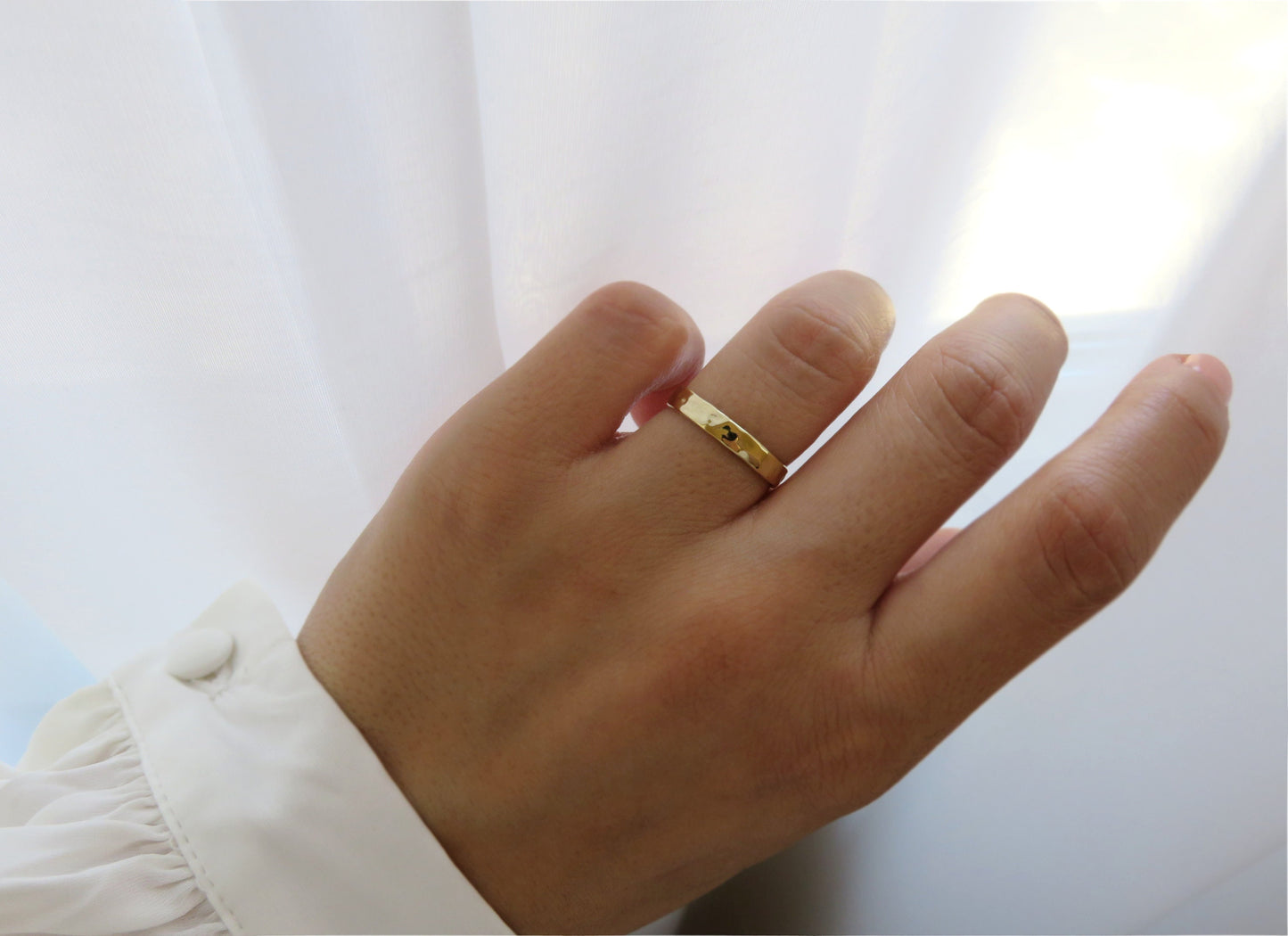 14k Yellow Gold 3.2mm Hammered Ring
