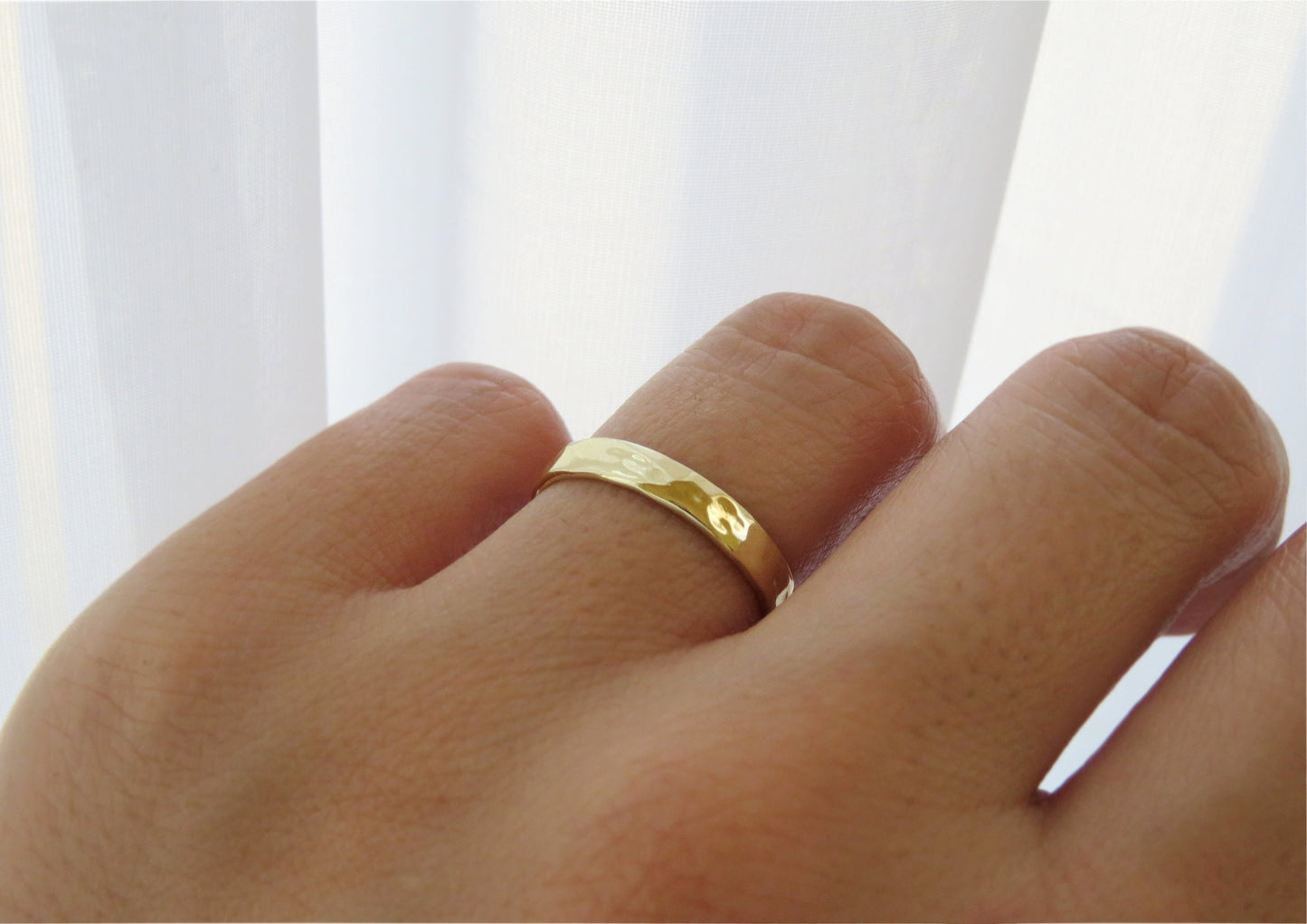 14k Yellow Gold 3.2mm Hammered Ring