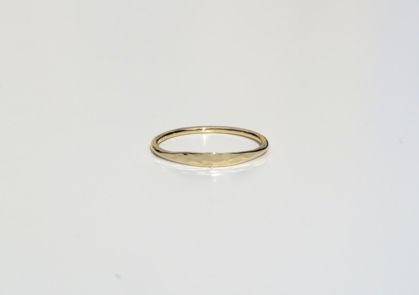 14k Gold 1.2mm Minimal Hammered Stack Ring
