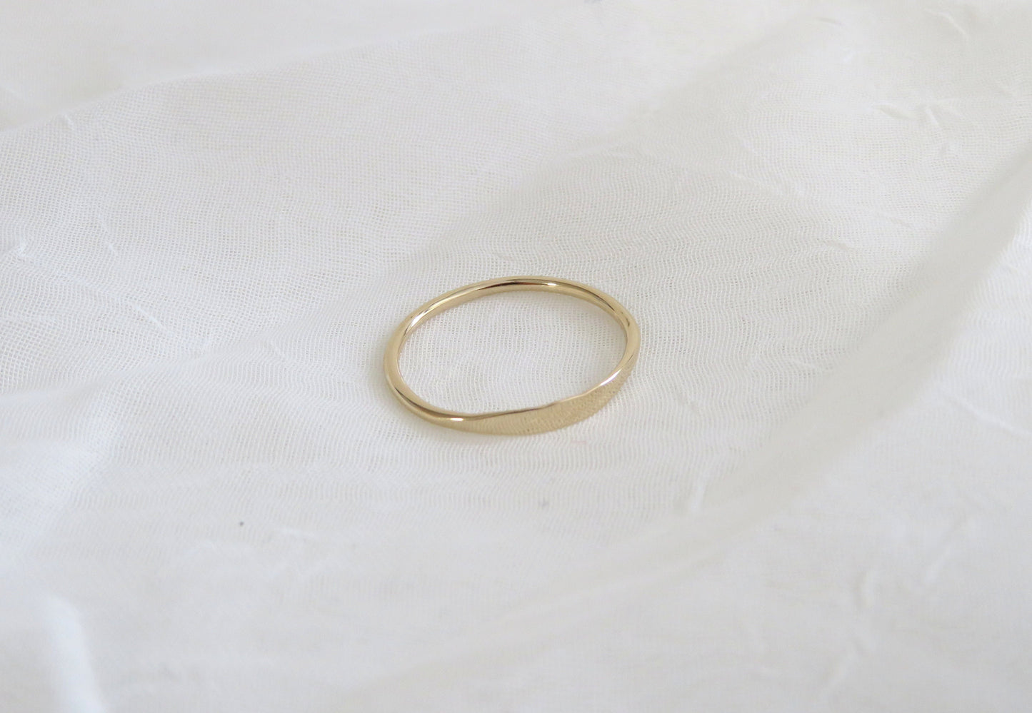 14k Gold 1.2mm Minimal Hammered Stack Ring