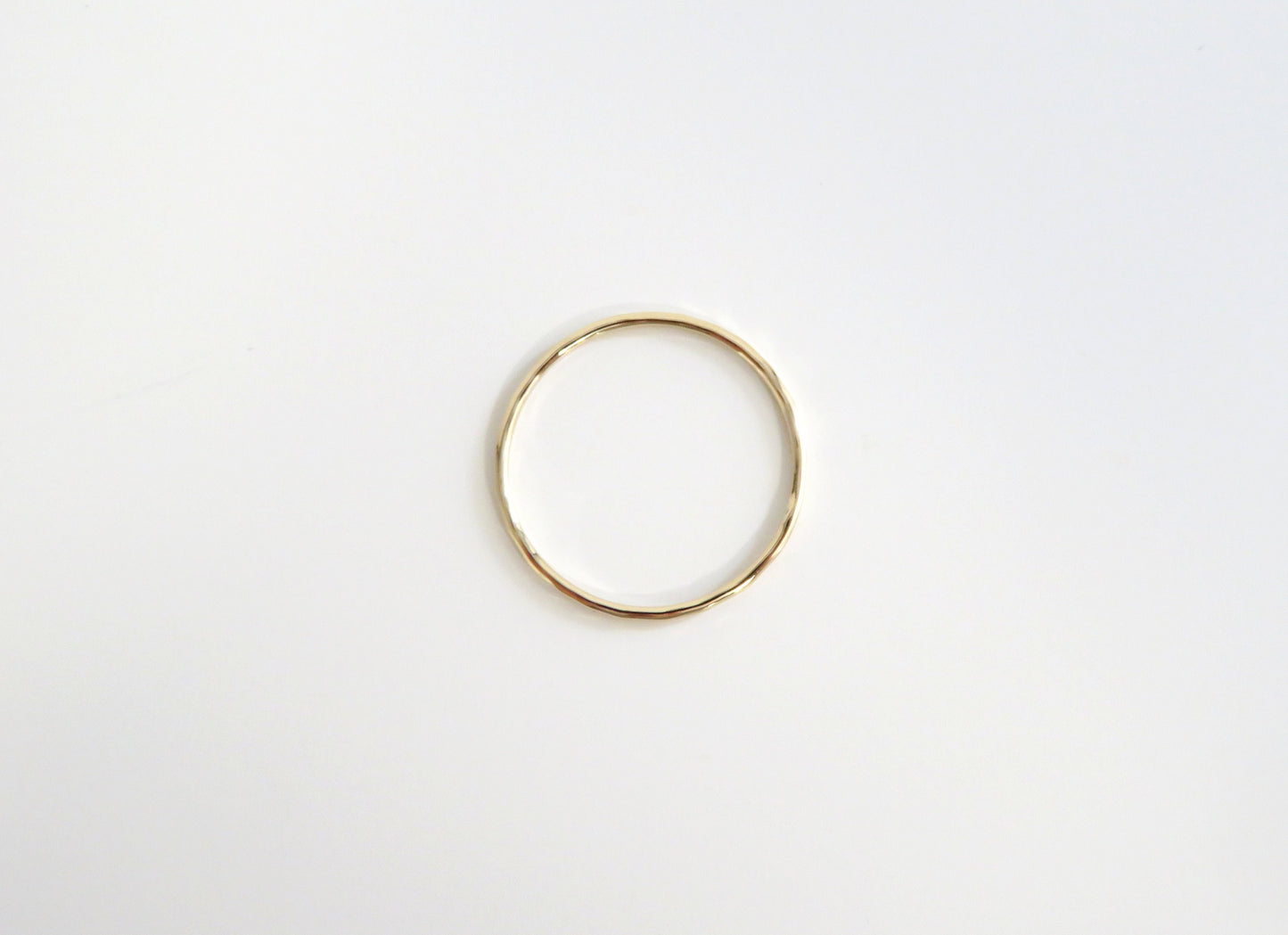 14k Gold 1mm Hammered Thin Stack Gold Ring
