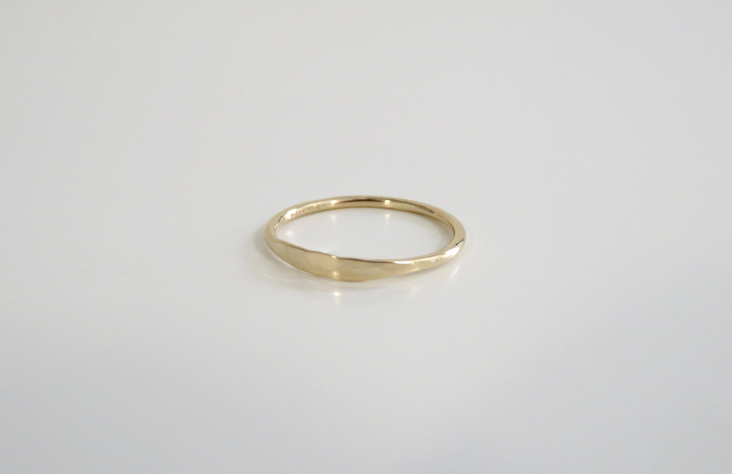 14k Gold 1.2mm Minimal Hammered Stack Ring
