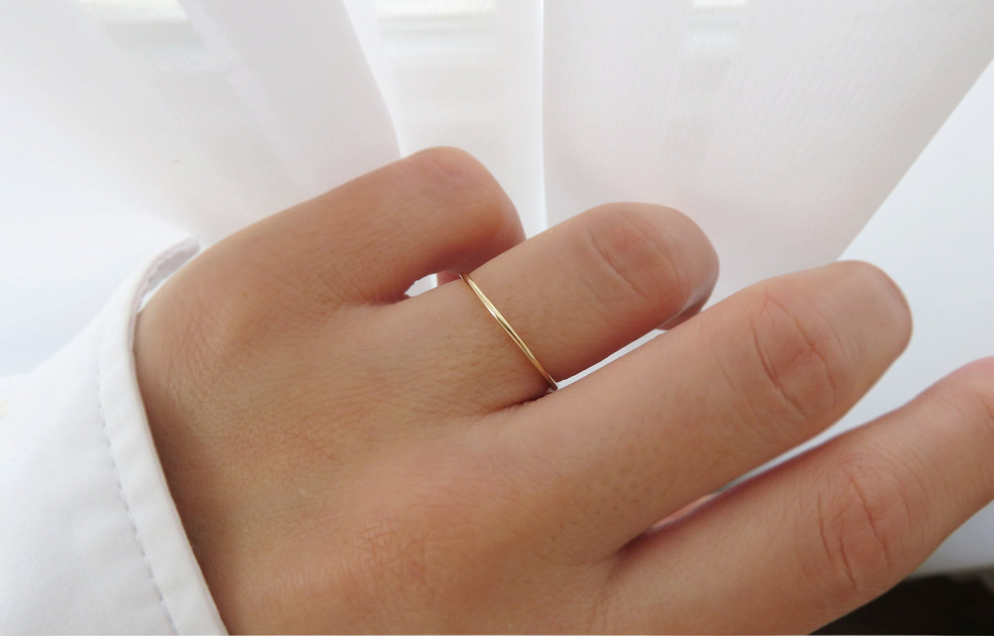 14k Gold 1mm Thin Plain Stack Ring
