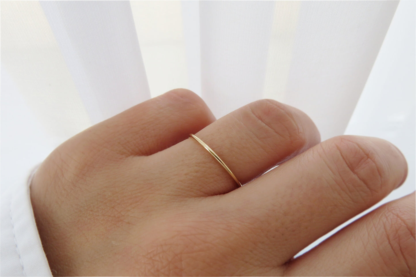 14k Gold 1mm Thin Plain Stack Ring