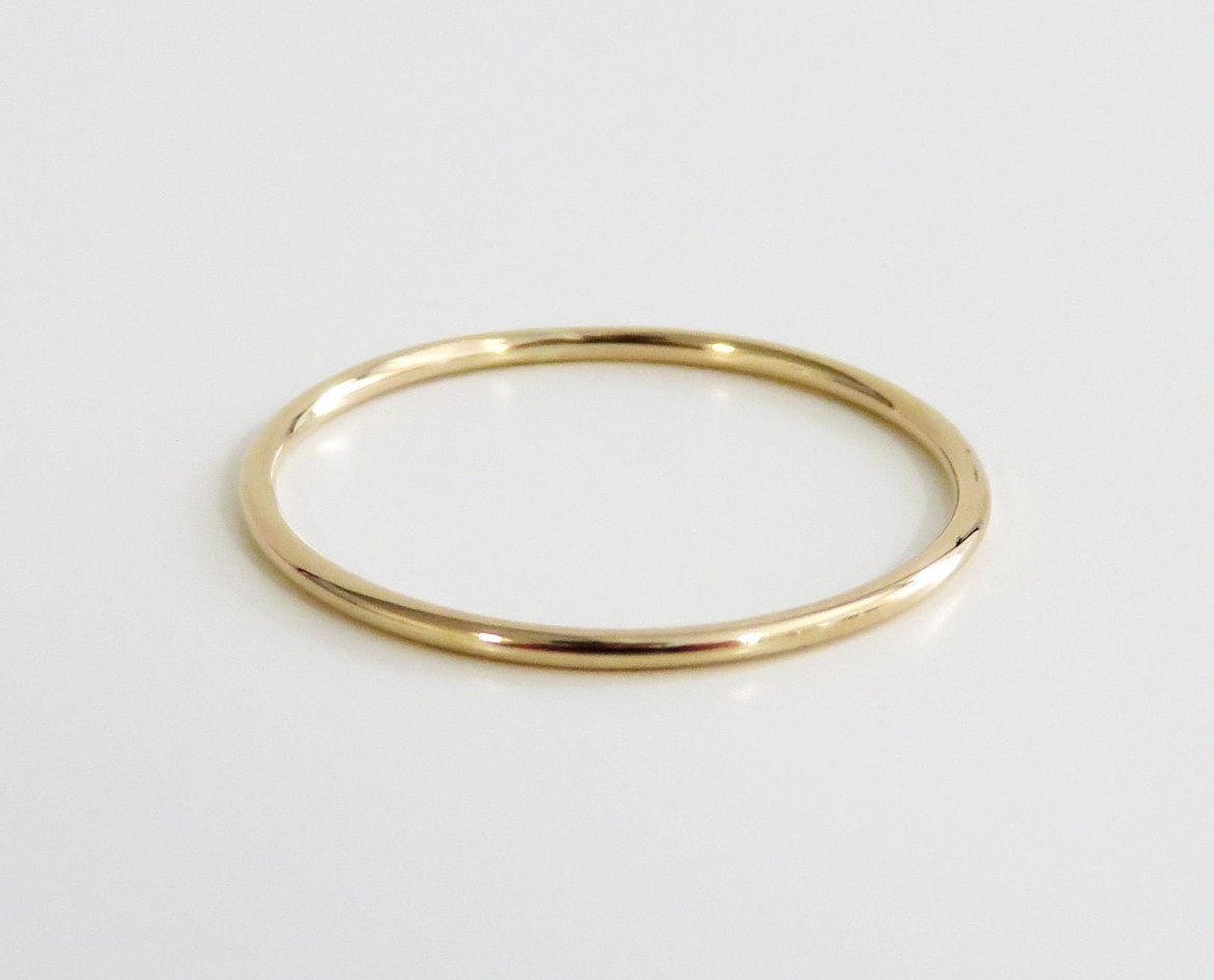 14k Gold 1mm Thin Plain Stack Ring