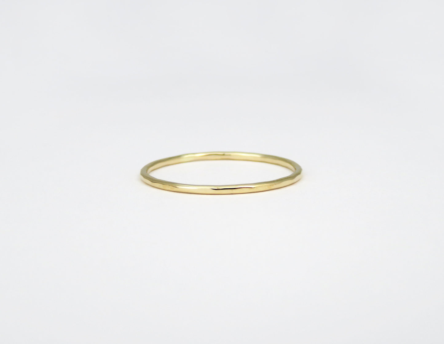 14k Gold 1mm Hammered Thin Stack Gold Ring
