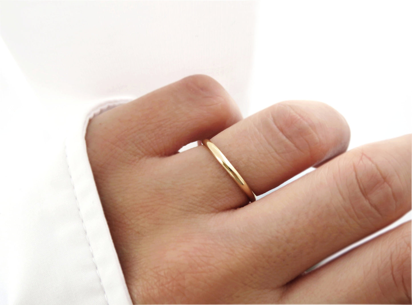 14k Gold 2mm Half Round Stack Ring