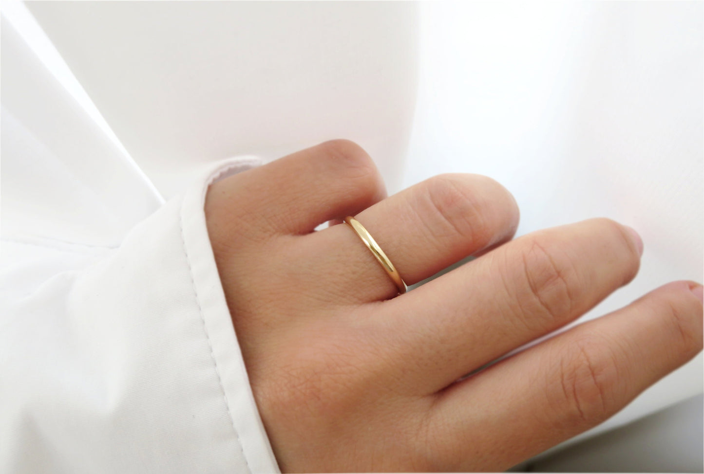 14k Gold 2mm Half Round Stack Ring