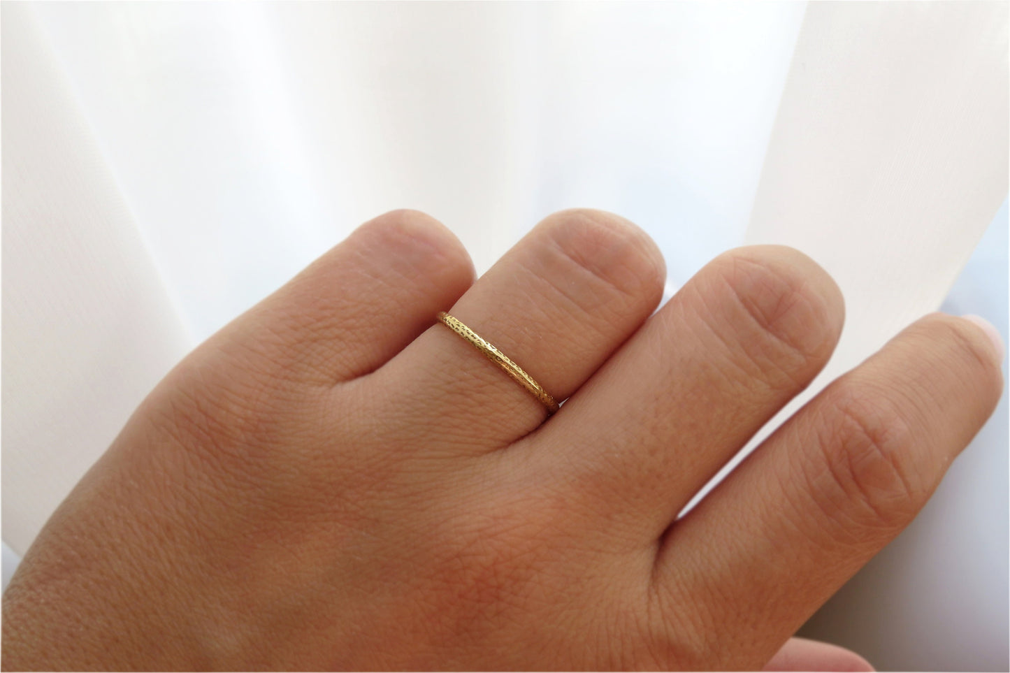 14k Gold Filled 1.5mm Half Round Sparkle Ring