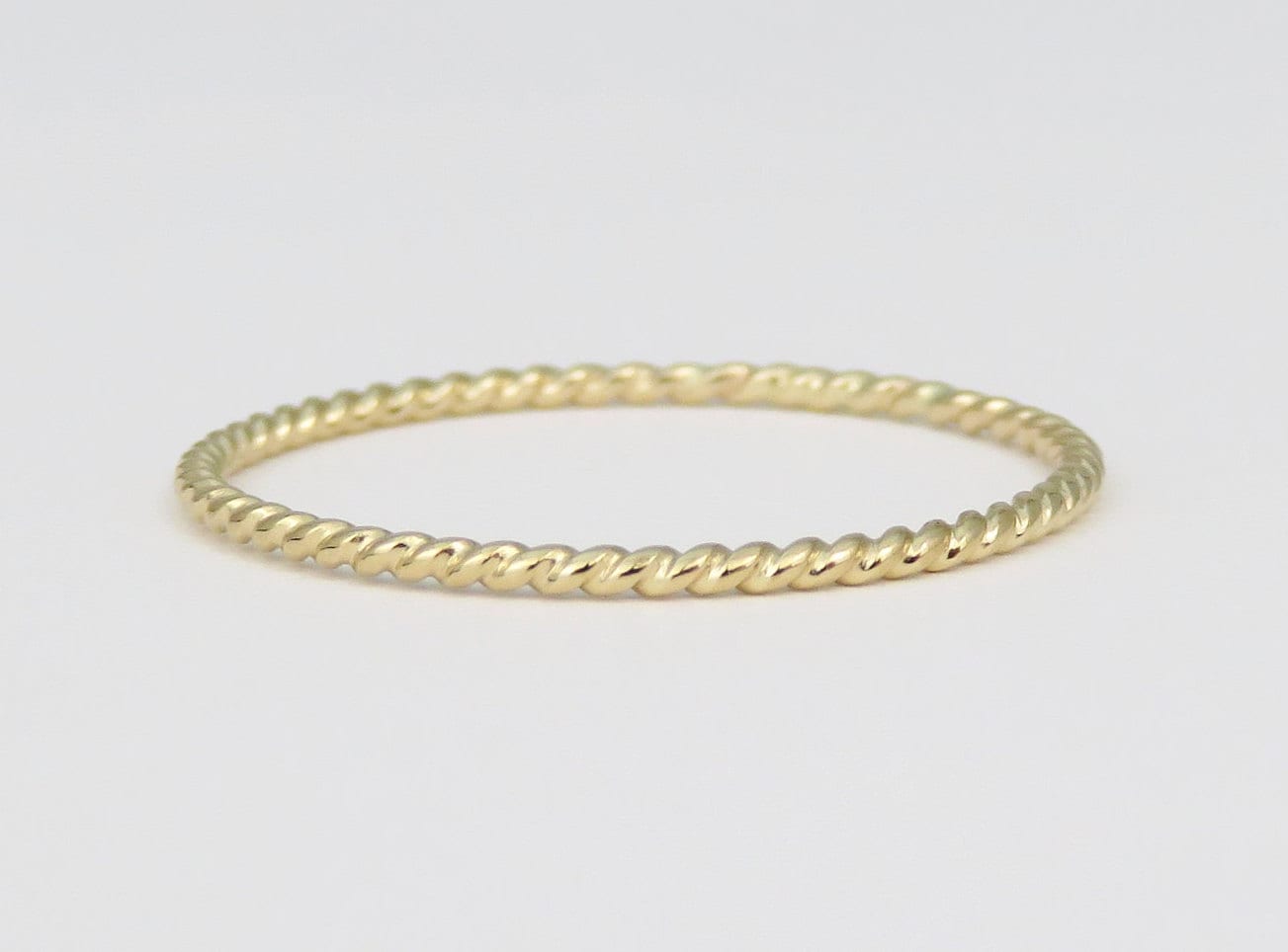 14k Gold 1mm Dainty Twist Ring
