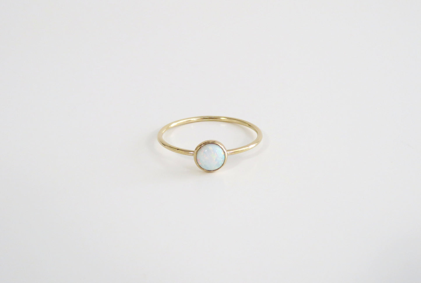 14k Gold Filled 5mm White Fire Opal Ring