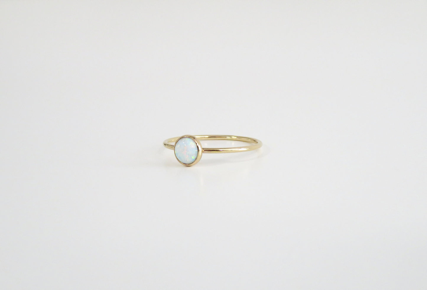 14k Gold Filled 5mm White Fire Opal Ring