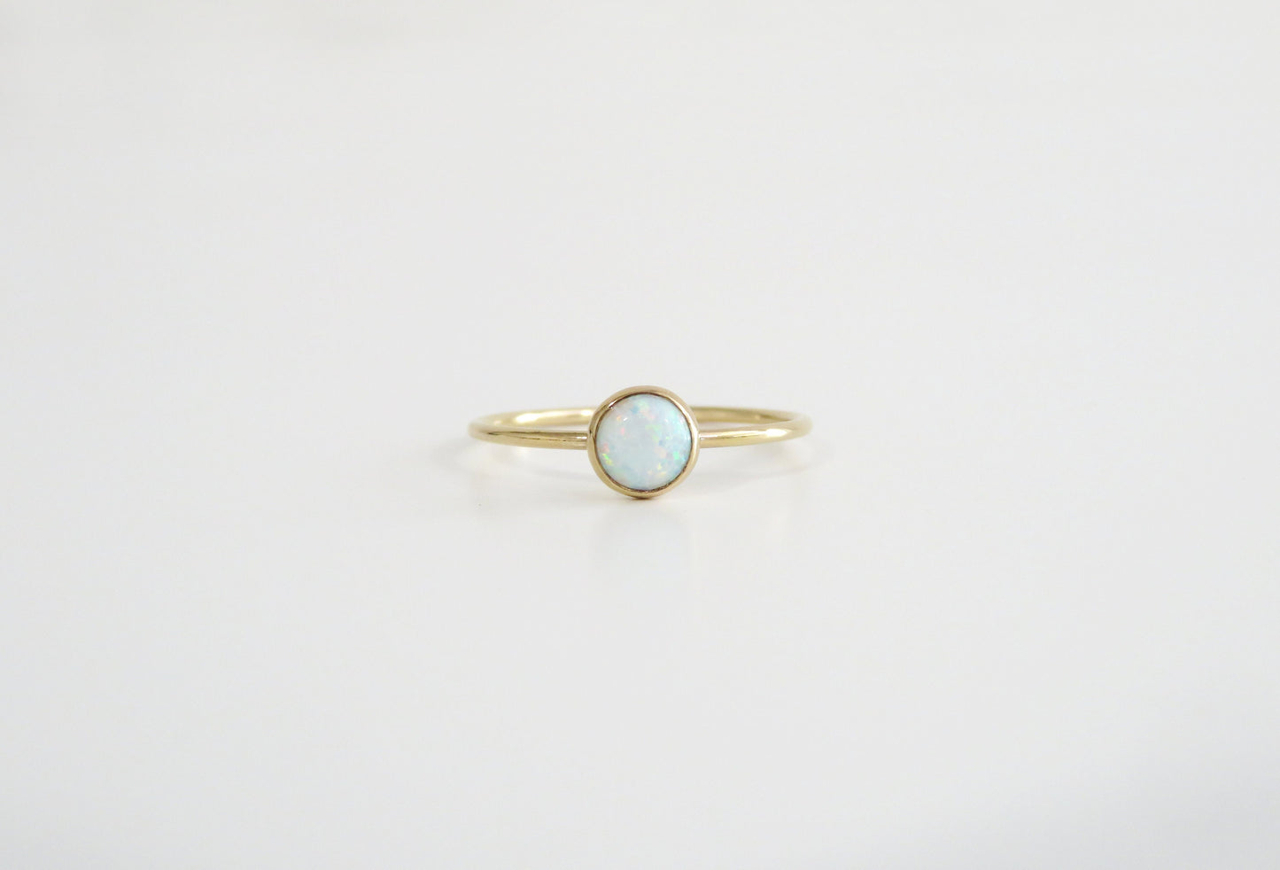 14k Gold Filled 5mm White Fire Opal Ring