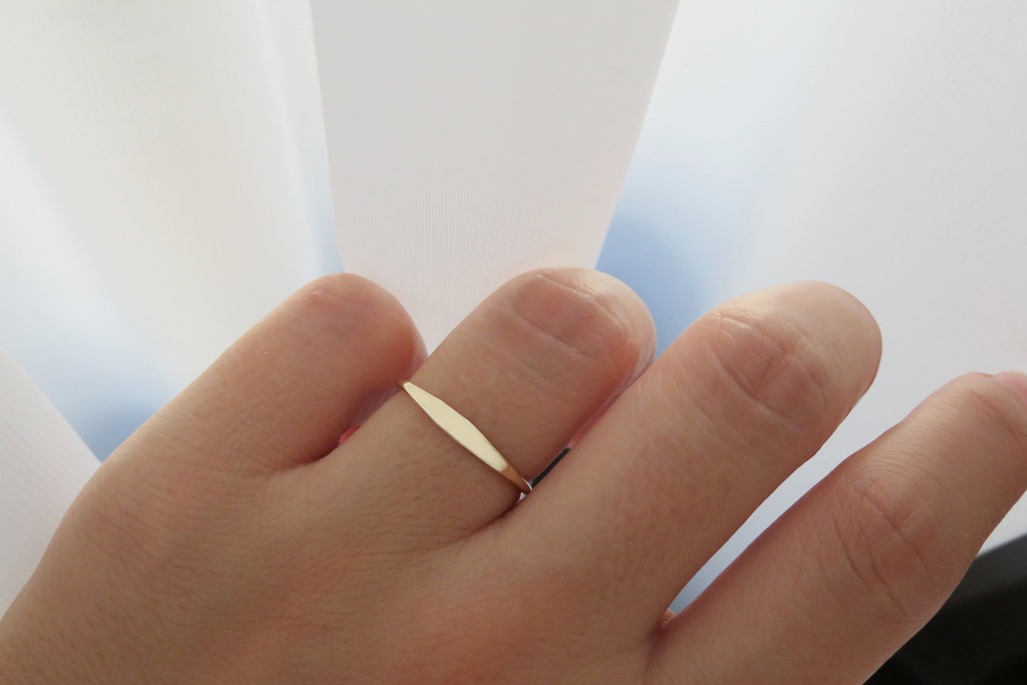 14k Gold 1.2mm Smooth Dainty Stack Ring