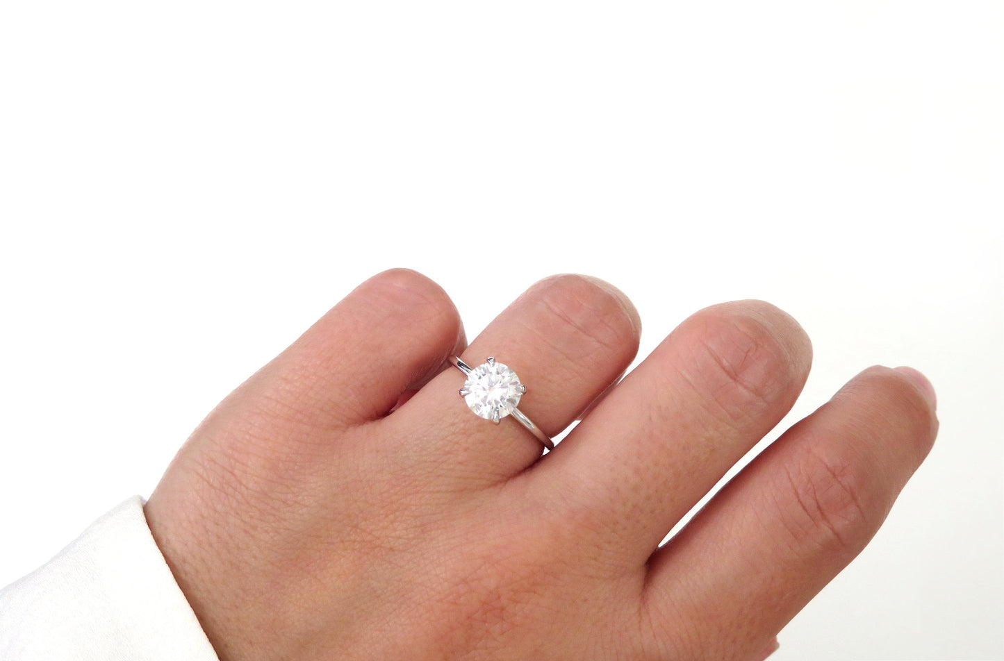 14k Gold 1.5ct Round Moissanite Ring