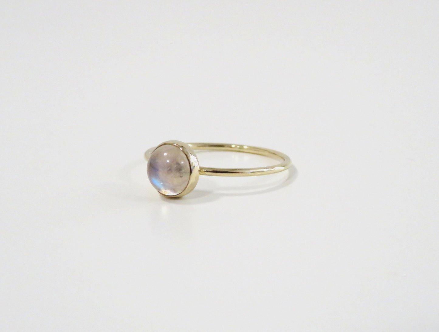 .925 Sterling Silver 6mm Round Rainbow Moonstone Ring
