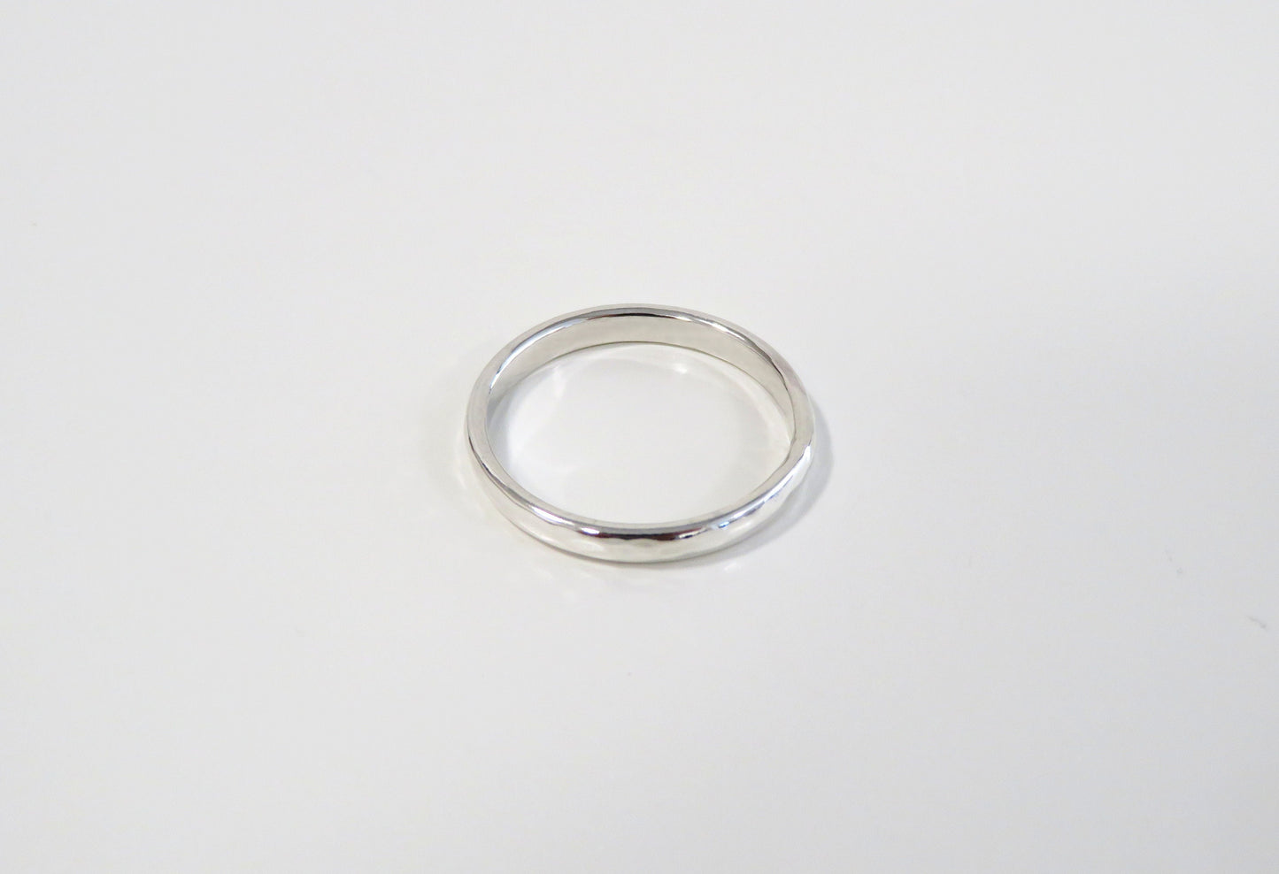 .925 Sterling Silver Half Round Hammered Silver Band