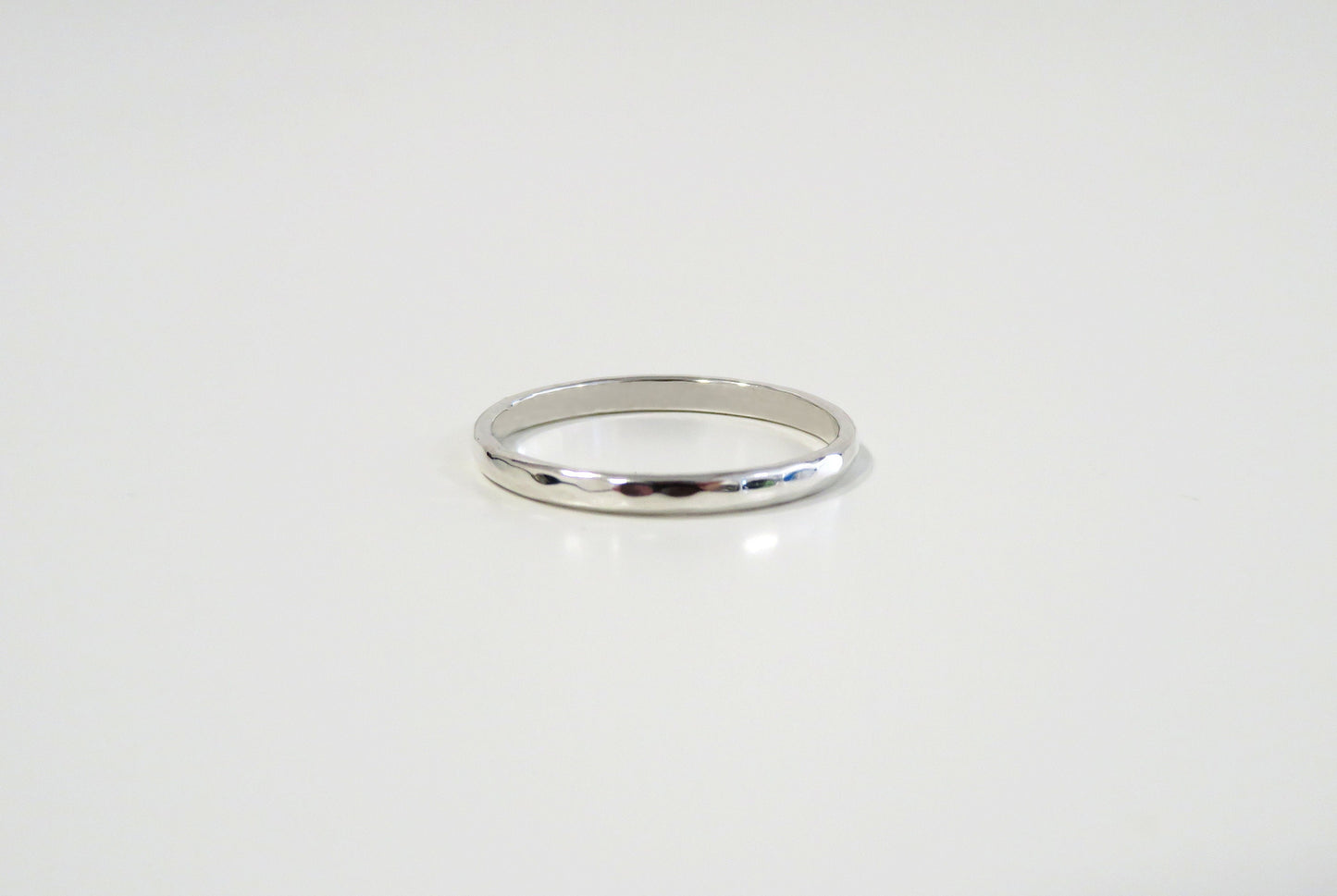 .925 Sterling Silver Half Round Hammered Silver Band
