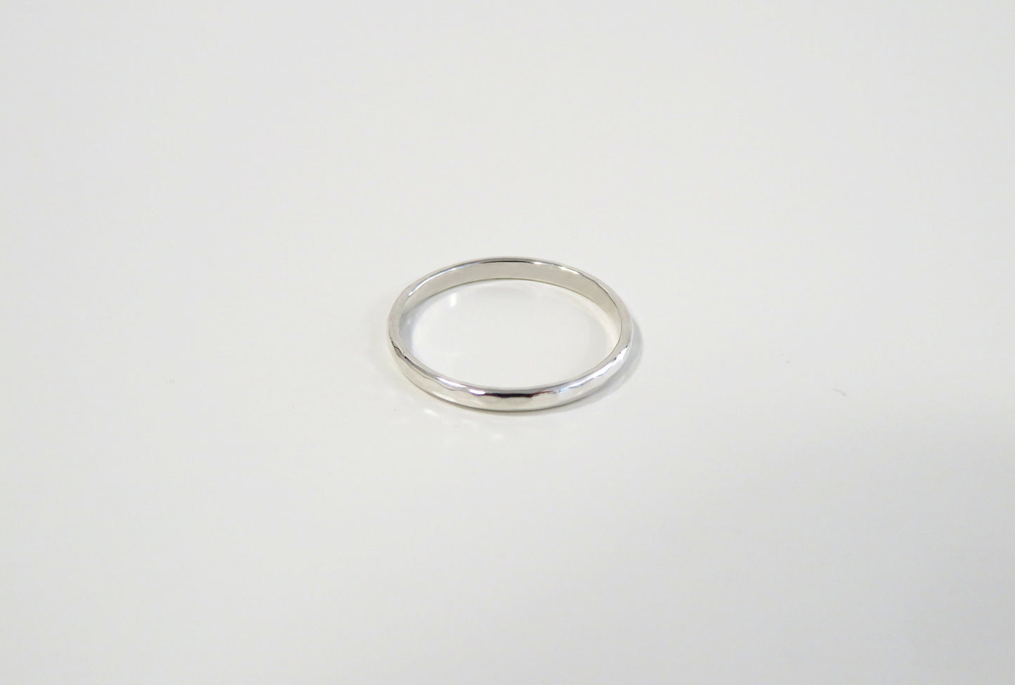 .925 Sterling Silver Half Round Hammered Silver Band