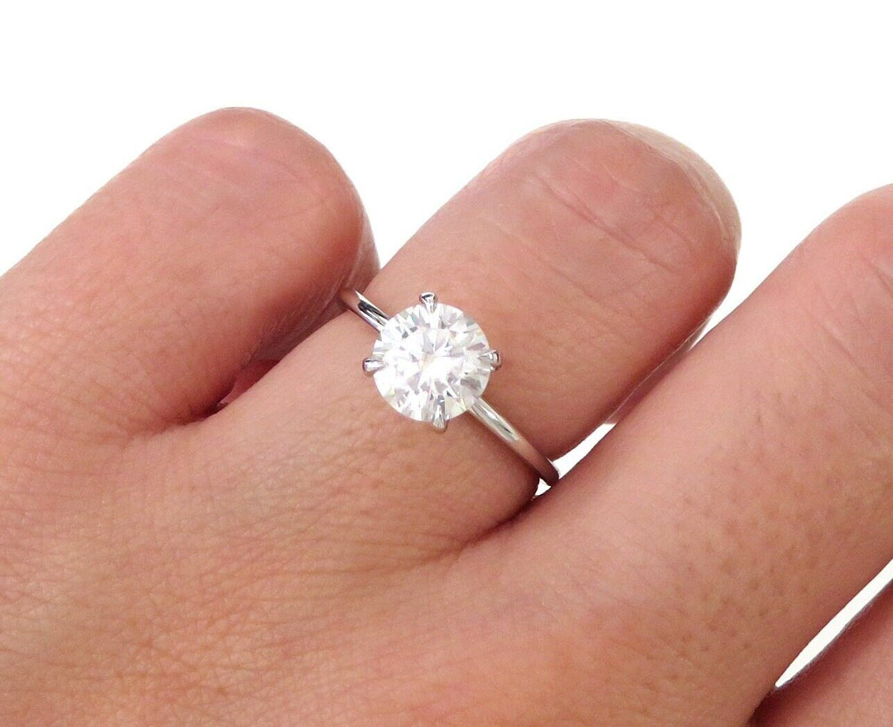 14k Gold 1.5ct Round Moissanite Ring