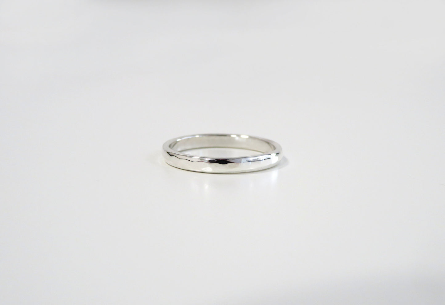 .925 Sterling Silver Half Round Hammered Silver Band