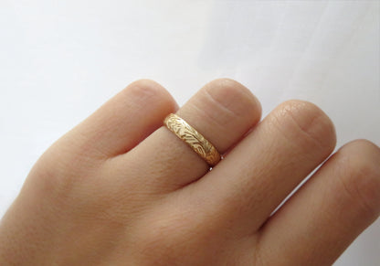 14k Gold Filled 4mm Thick Floral Ring