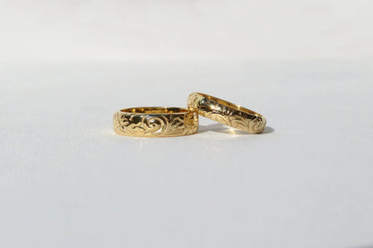 14k Gold Filled 4mm Thick Floral Ring