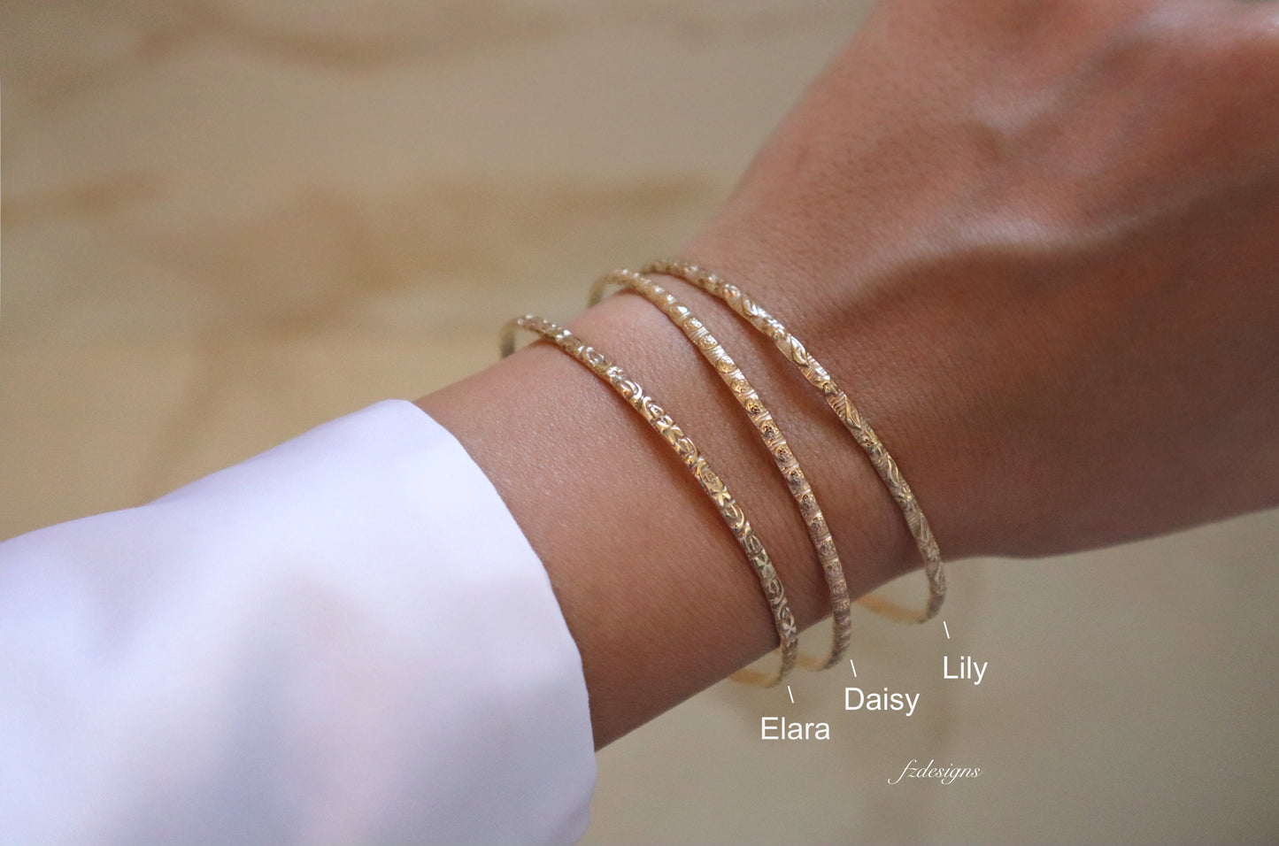 14k Gold Filled Pattern Bangle