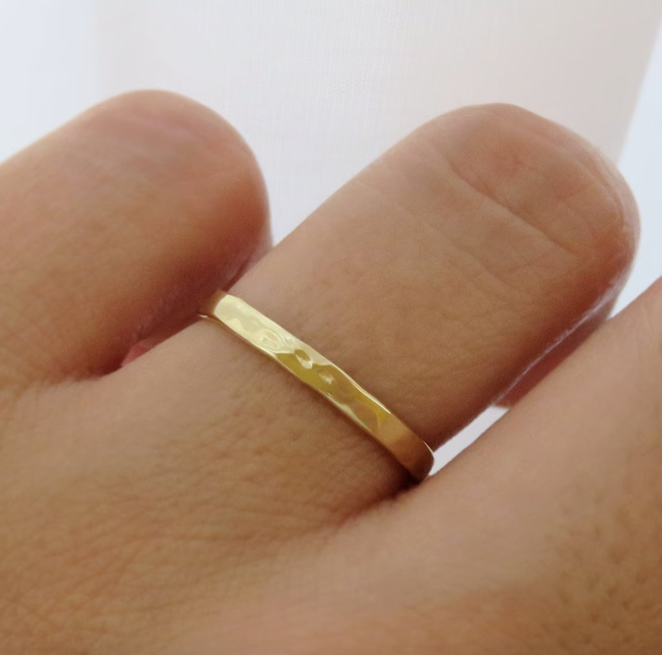 14k Yellow Gold 2.2mm Hammered Ring